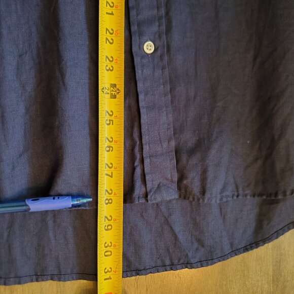 Polo Ralph Lauren Men’s XL 100% Linen Navy Blue Stripe Short Sleeve Classic Fit - Picture 5 of 8